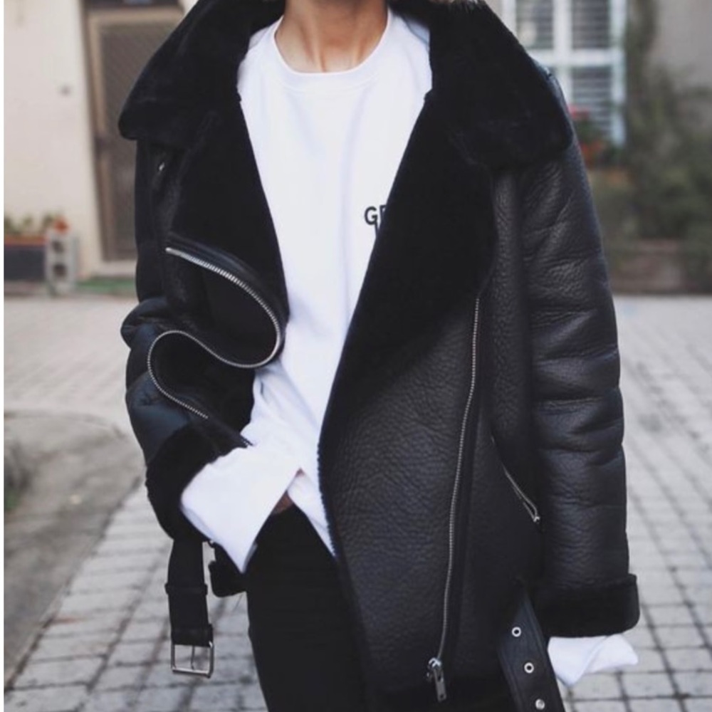 feaux fur/leather biker jacket New- tags in the pocket